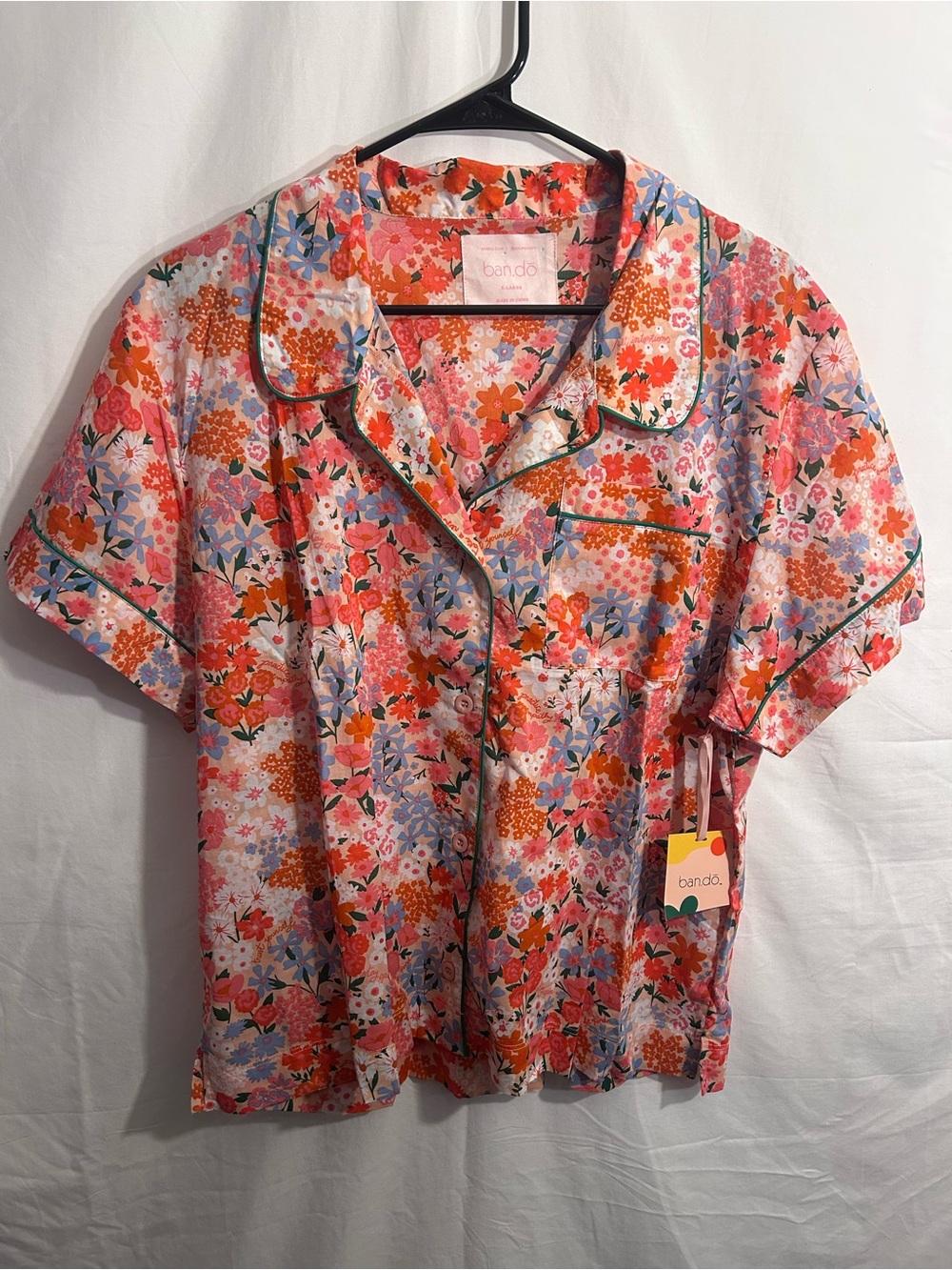 NWT ban.do Pink Orange Blue Floral Short Sleeve Pajama Top
